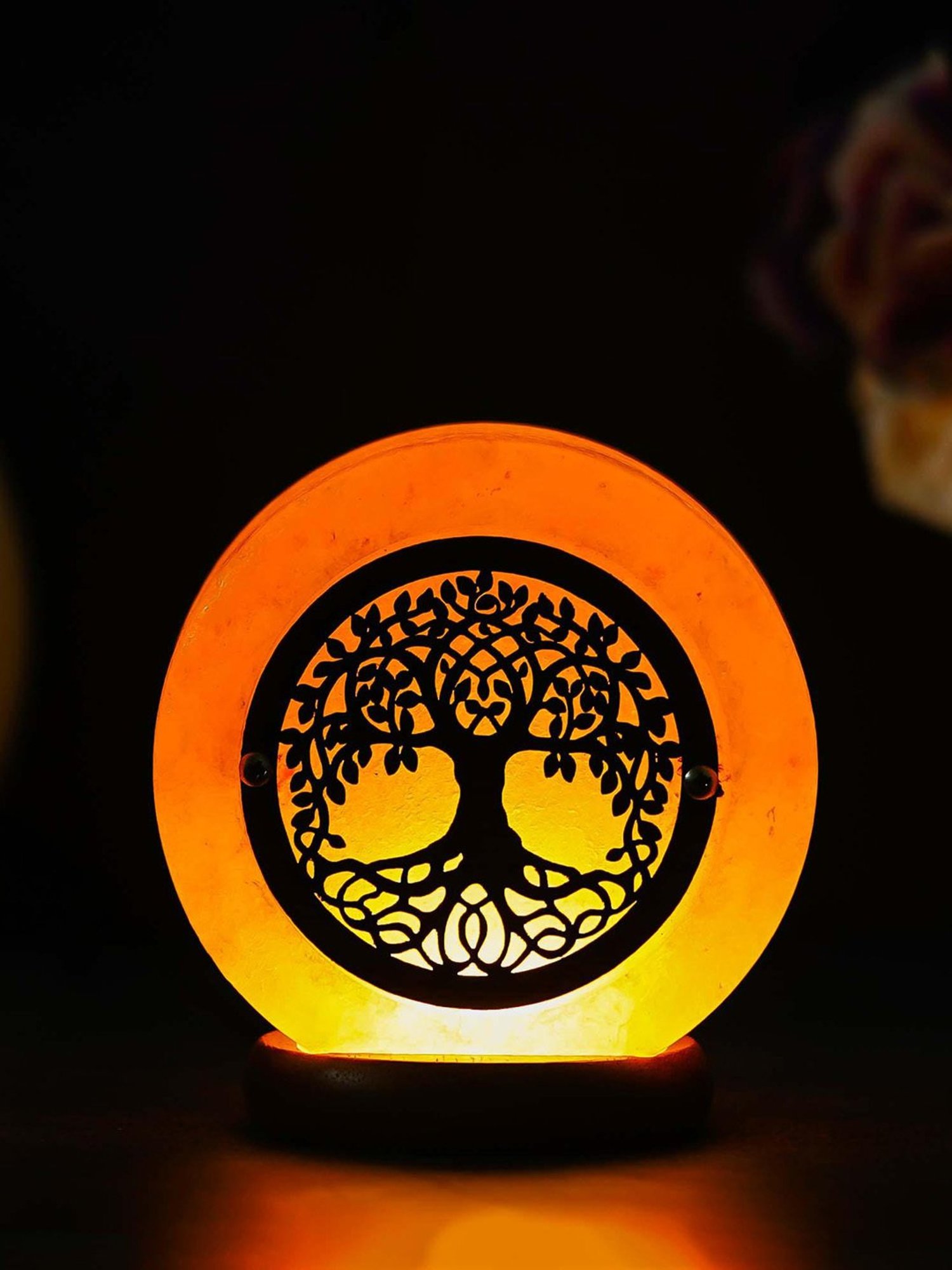 eCraftIndia Tree Of Life Decorative Himalayan Salt Lamp with Wooden Base