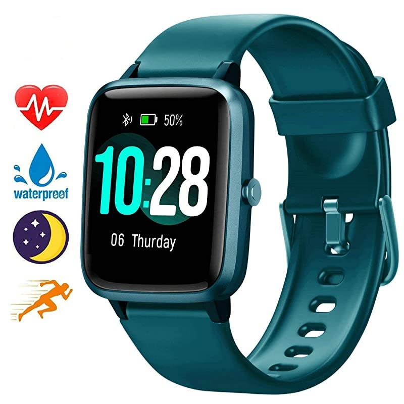 Smart Watch for Android Phones and iOS Phones, All-Day Activity Tracker with Heart Rate Sleep Monitor, 1.3" Full Touch Screen, 5ATM Waterproof Pedometer, Smartwatch for Men Women