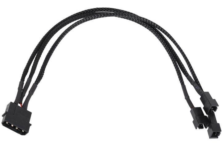 Phobya 4-Pin Voltage Reduction Cable, 5V/7V/12V - 30cm | Black(87485)