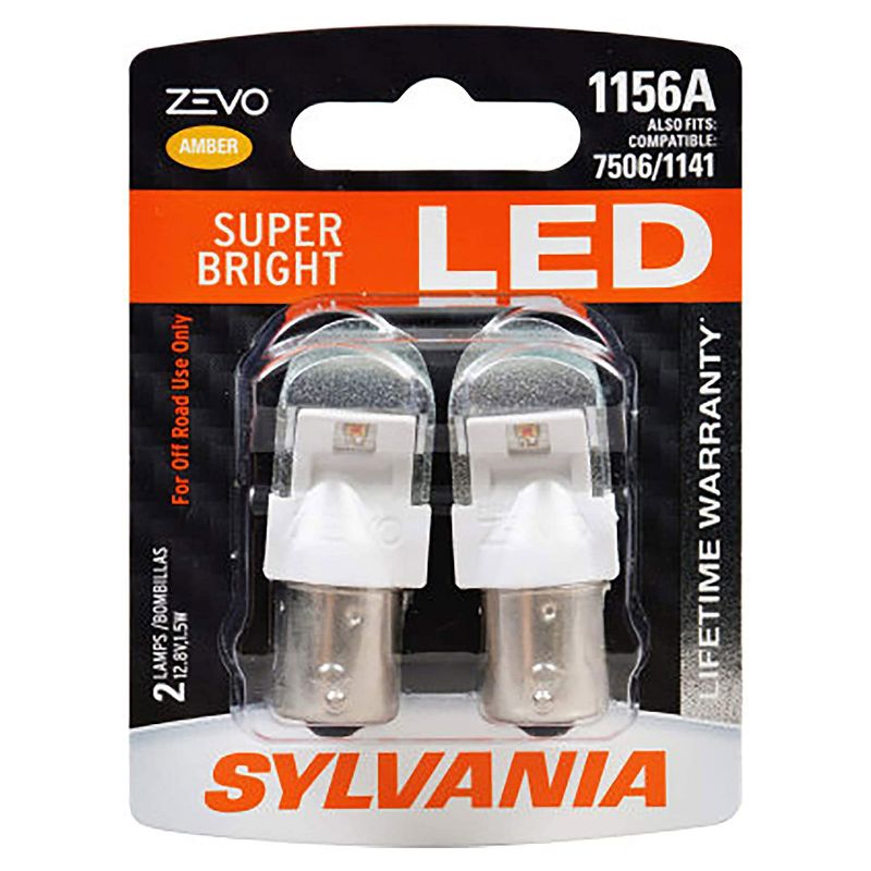 Sylvania Zevo 1156 Amber LED Super Bright Interior and Exterior Turn and Park Light Mini Light Bulb Set, 2 Pack
