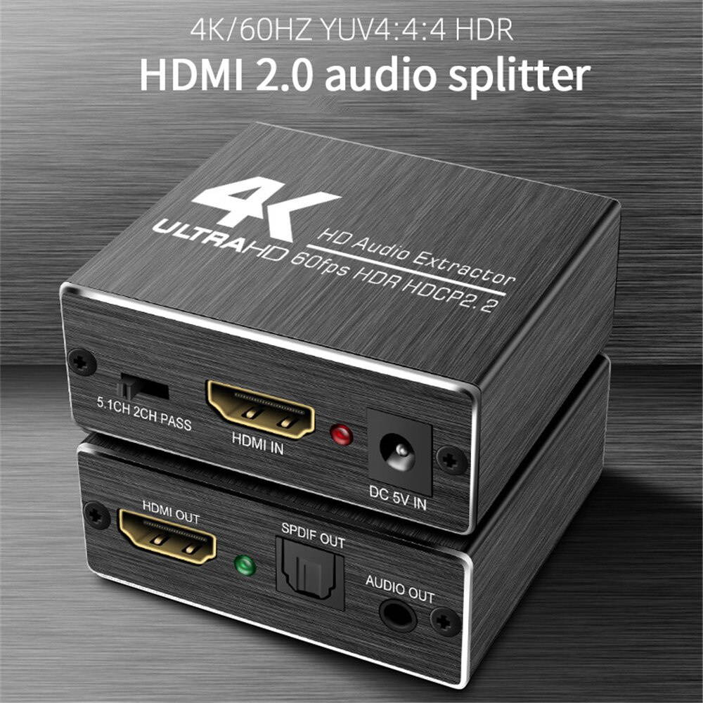 4K/60HZ HD HDMI 2.0 Audio Extractor Splitter Distributor for Blu-Ray Player Support 3D High Resolution Premium YUV 4:4:4