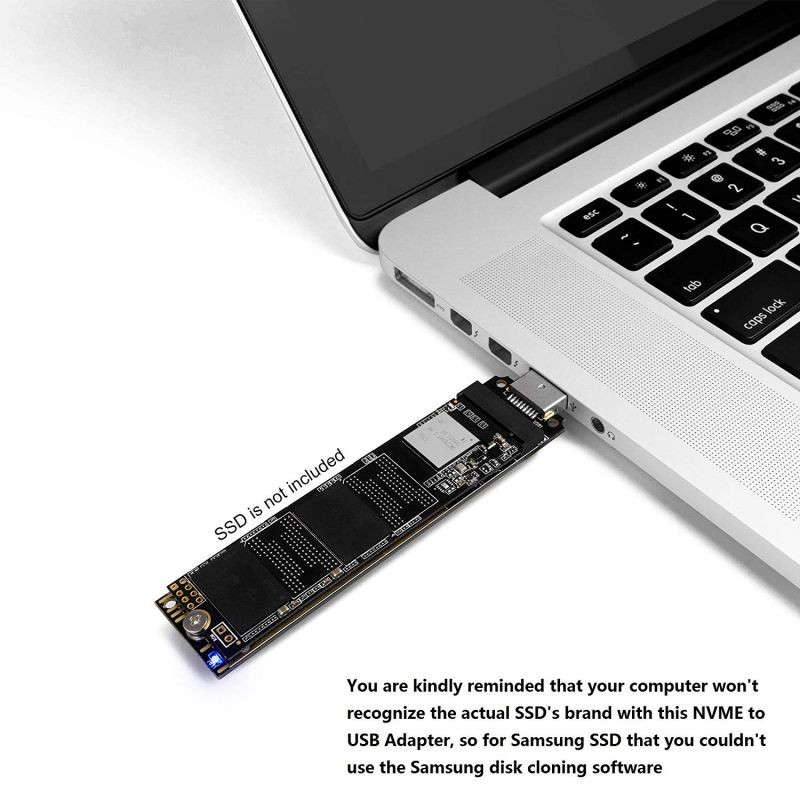 M.2 NVME to USB Adapter, M.2 M Keyed SSD to USB 3.1 Gen 2 Adapter 10 Gbps USB to M2 PCIE SSD Key M Support Windows XP / 7/8 / 10, MAC OS