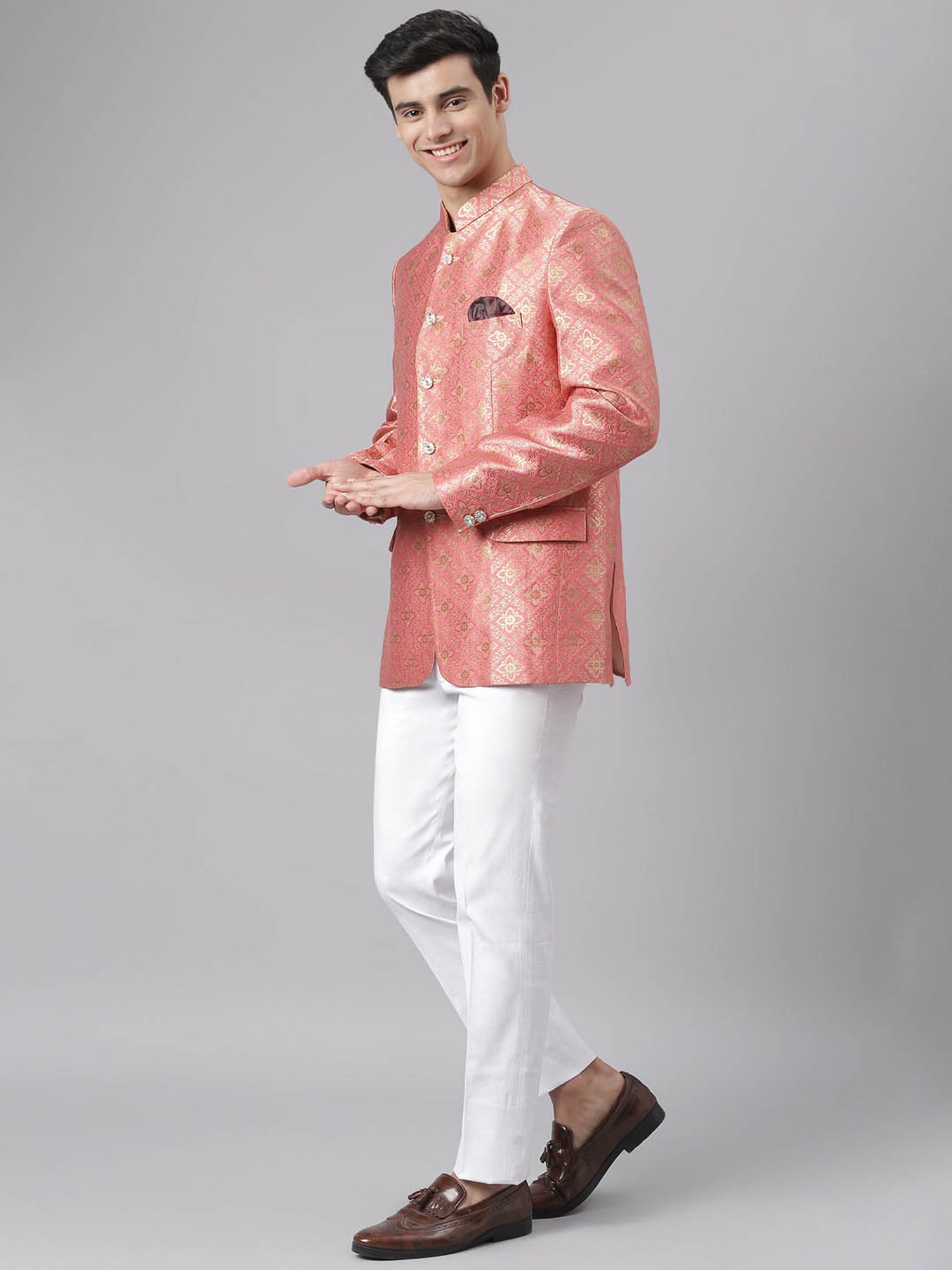 Hangup Pink Full Sleeves Regular Fit Suit