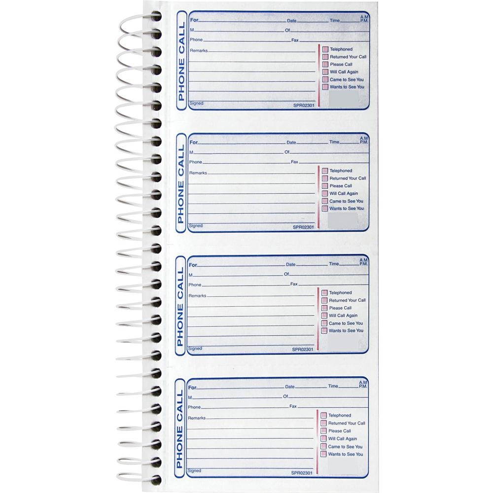 Sparco Telephone Message Book 400 Sets 5-1/4"x11"Sheet White 02301