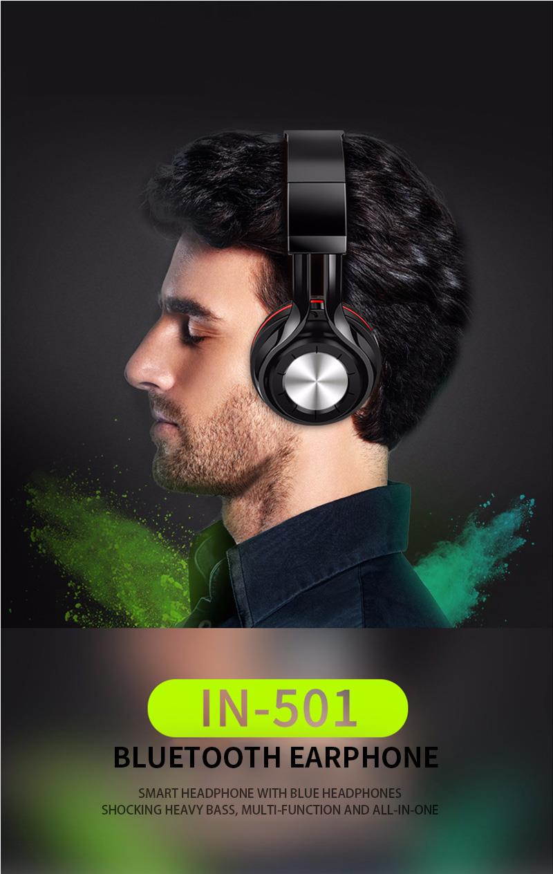 DPRUI Newest Headphones Bluetooth Headset Foldable Sports Headphone Adjustable Earphones with Microphone For PC mobile phone Mp3 (black red)