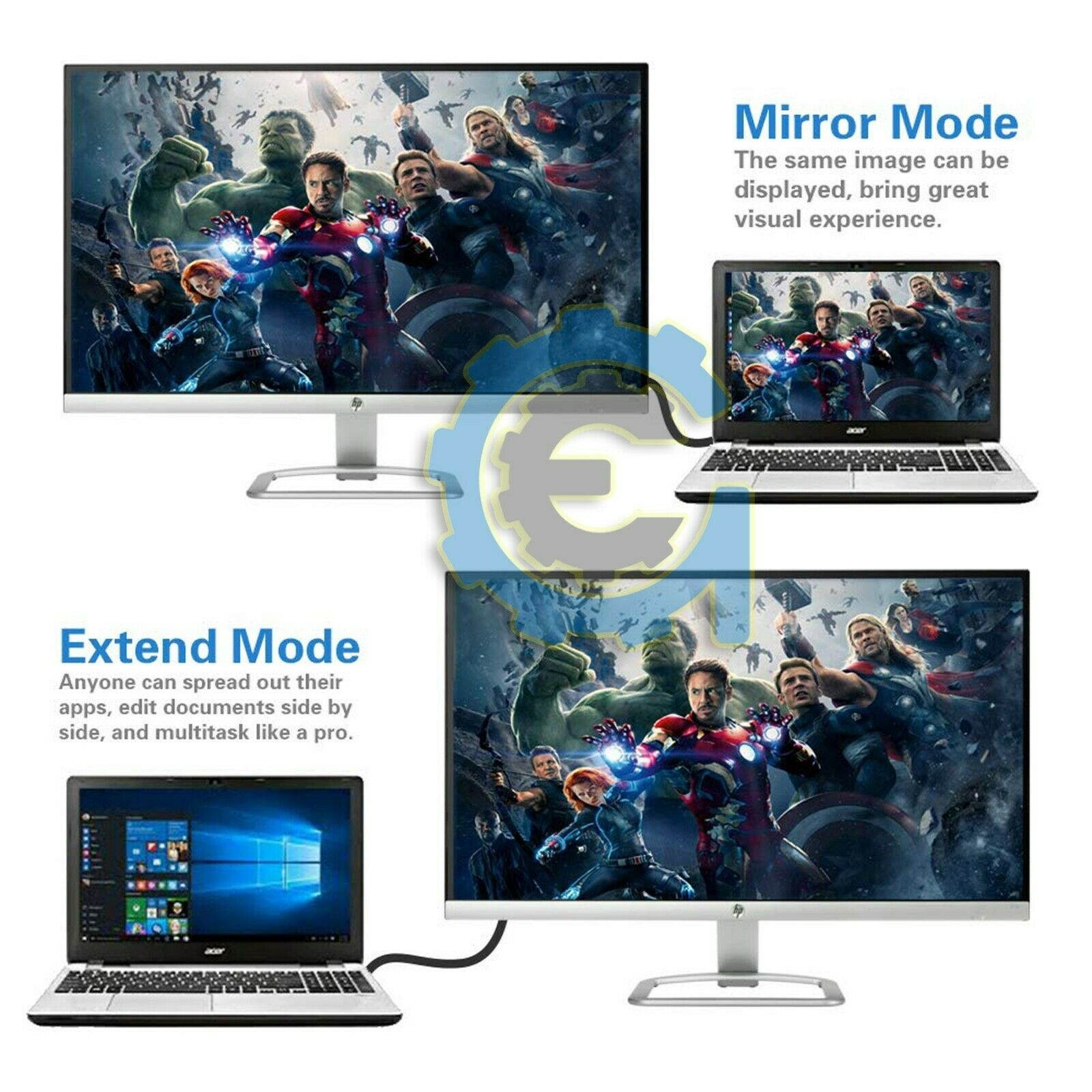 3 In 1 Displayport DP Male To HDMI/DVI/VGA Female Adapter Converter Cable 1080P