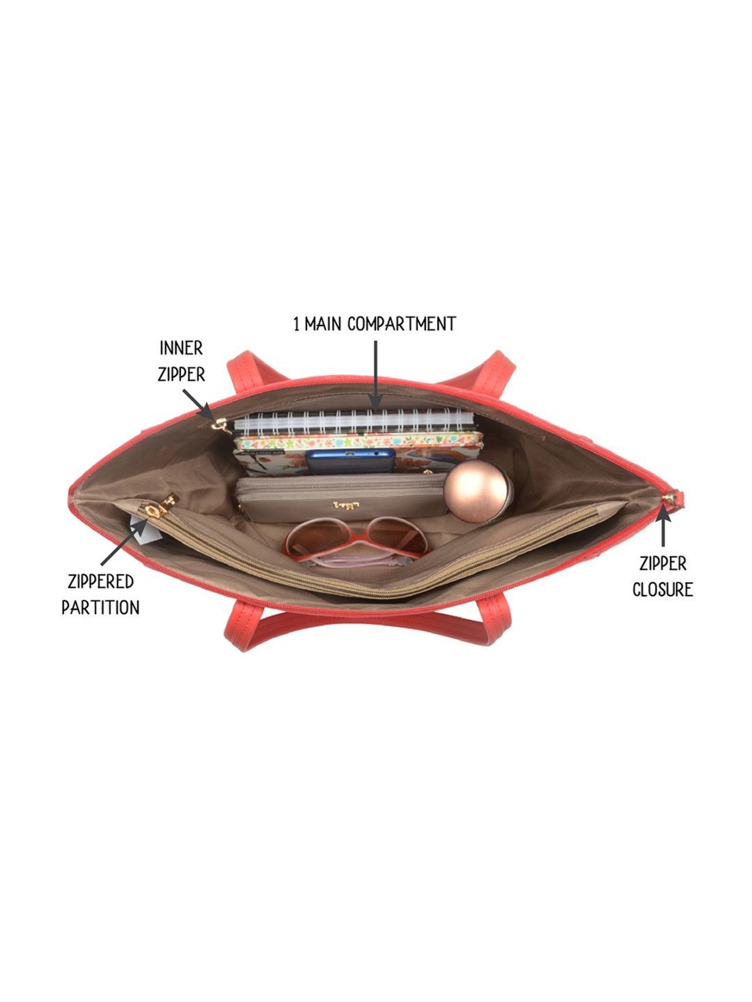 Baggit Baelfire Arabia Red PU Solid Tote Handbag