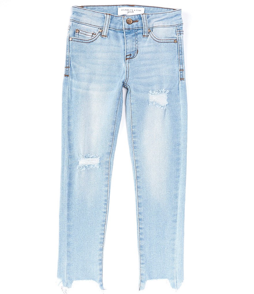 Celebrity Pink Big Girls 7-16 Vintage Destructed-Hem Denim Skinny Jean