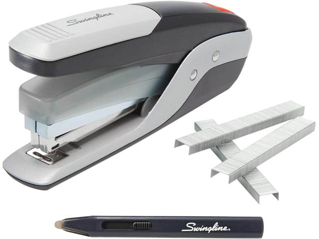 Swingline S7064580A Quick Touch Full Strip Stapler Value Pack, 28 Sheet Stapler, 5,000 Premium Staples, Staple Remover