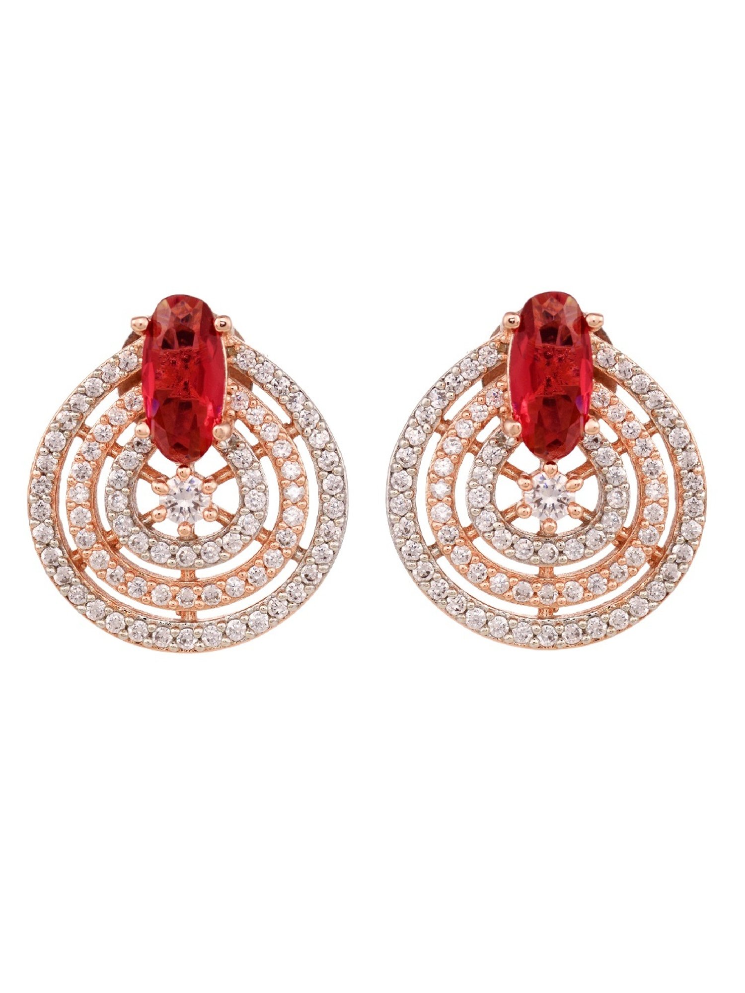 Saraf RS Jewellery Rose Gold White AD Studded Studs Earrings