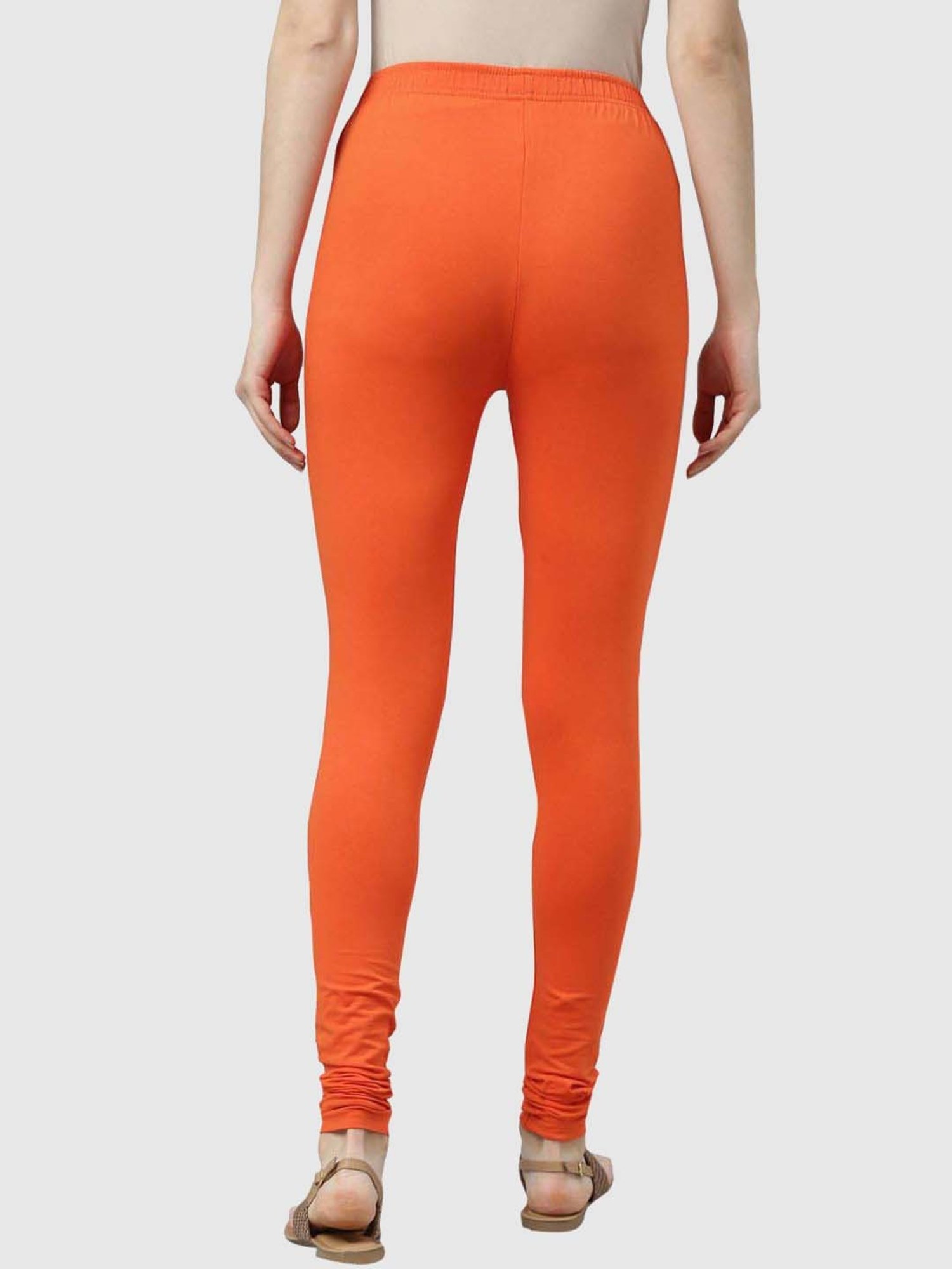 JCSS Beige & Orange Cotton Leggings - Pack Of 3