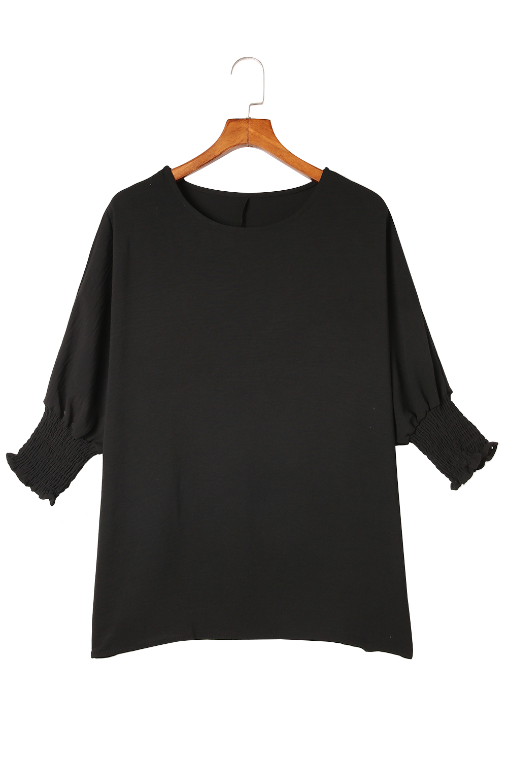 Black Plain Batwing Sleeve Business Casual Blouse