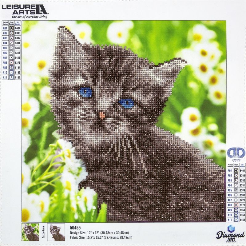 Leisure Arts Diamond Art Intermediate Kit 12"X12"-Kitten