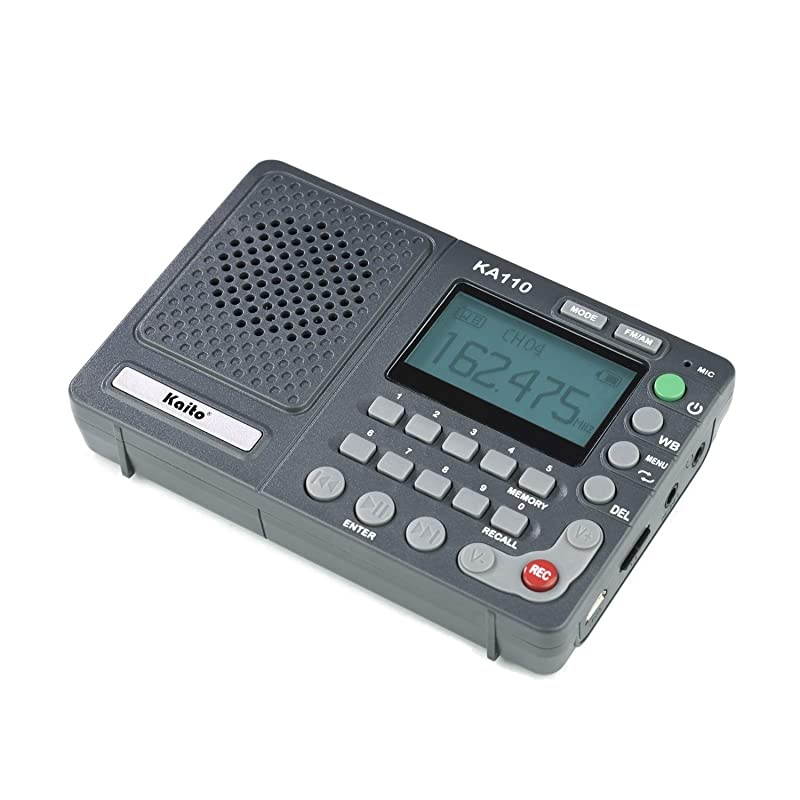 KA110 Compact Digital AMFM NOAA Weather Radio and MP3 Player with MicroSD Card Reader