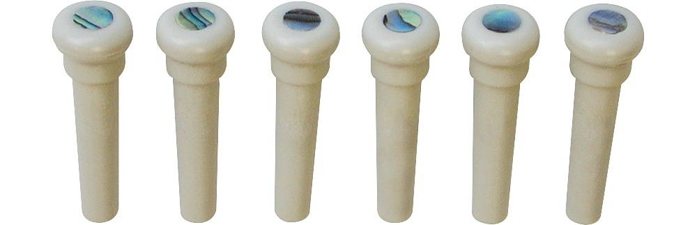 graphtech pp100000 tusq presentation style bridge pin with paua shell inlay, white