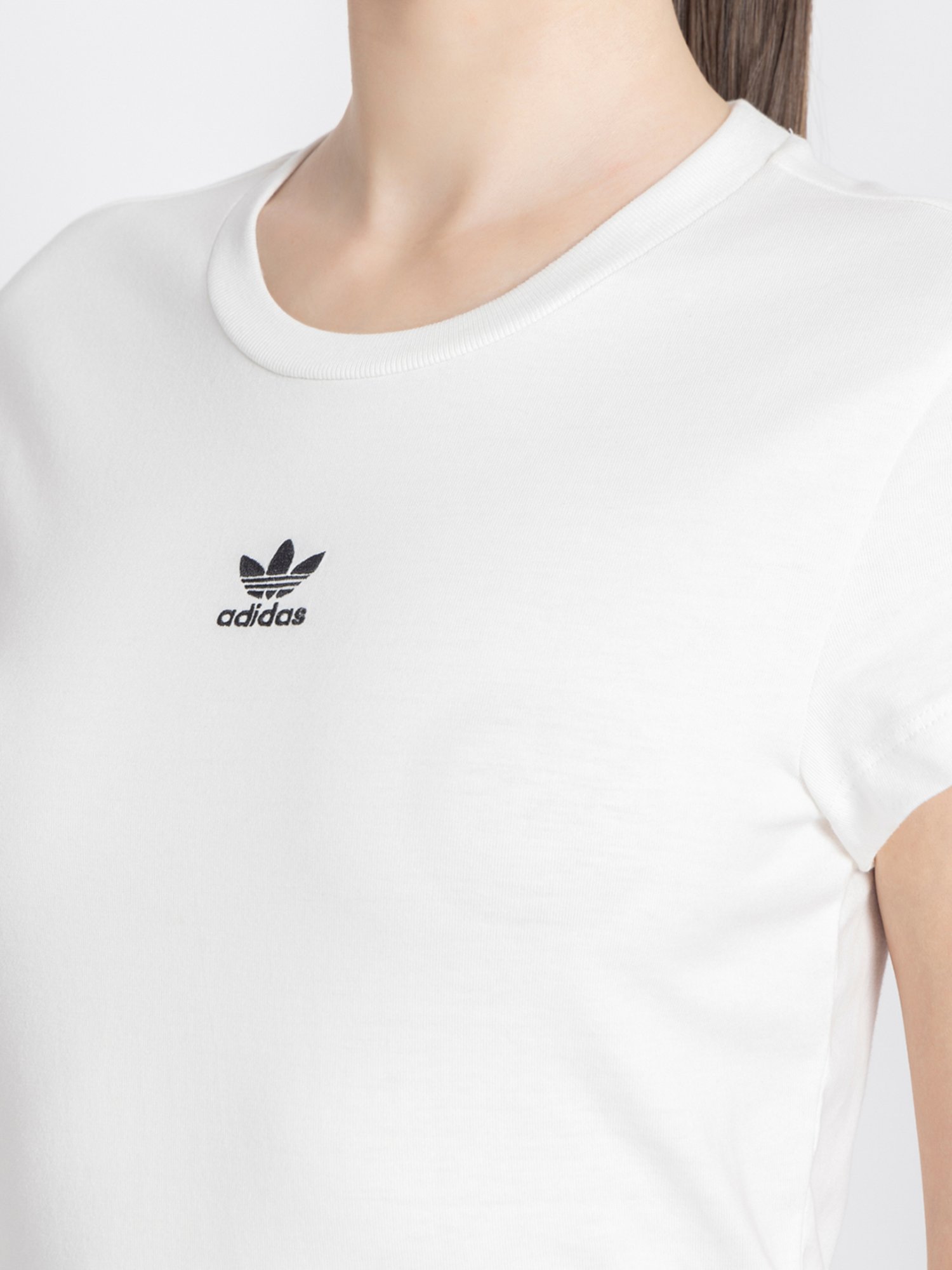 Adidas Originals White Cotton Round Neck T-Shirt