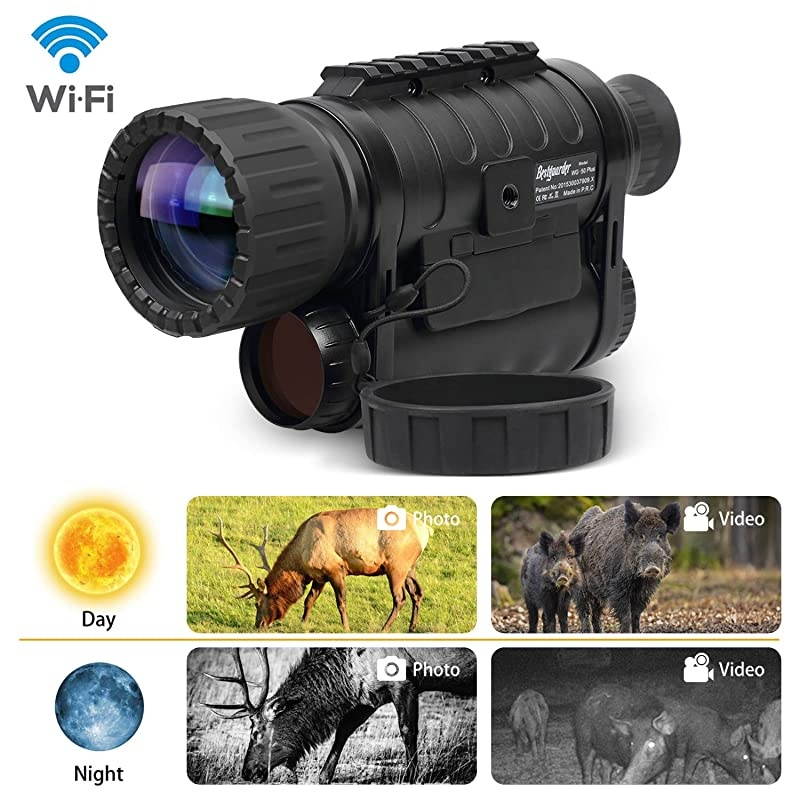 Infrared HD Night Vision Monocular with WiFi, WG-50 Plus,6-30X50MM Smart Digital Hunting Gear Can Takes 5mp Photo 720 Video from 1300ft Distance in Complete Darkness