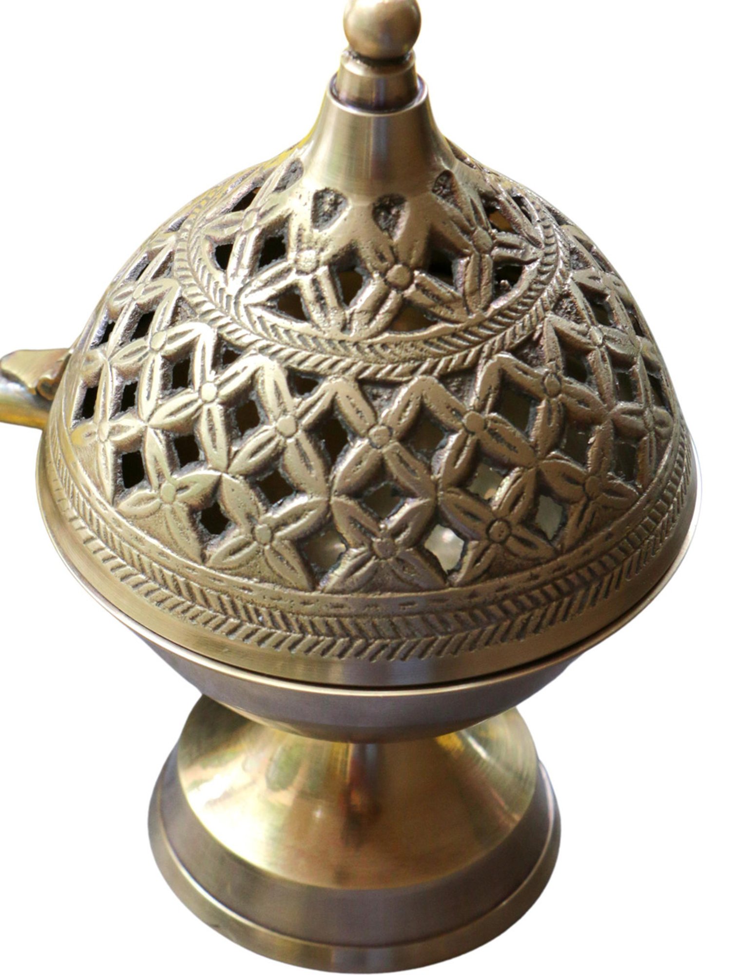 Ambi Intricate Design Brass Dhuni Loban Sambrani Incense Burner (Small)