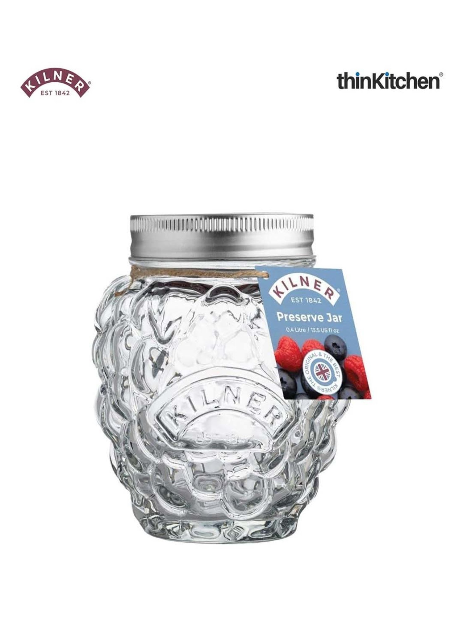 Kilner Transparent Glass Berry Fruit Preserve Jars (0.4 L) - Set of 3