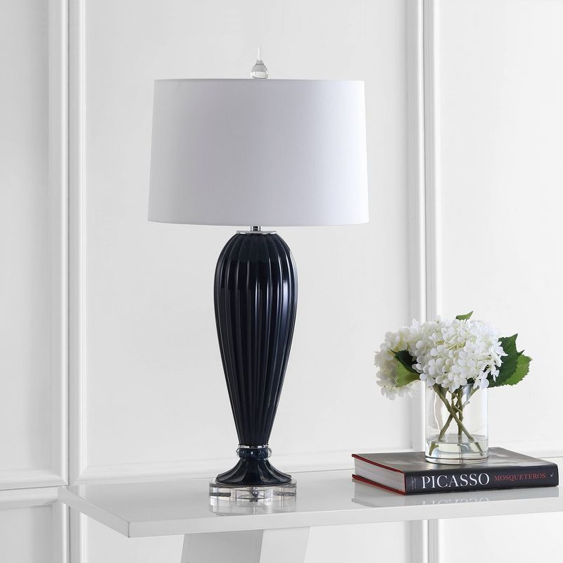 32.5" Glass/Crystal Delphine Table Lamp (Includes LED Light Bulb) Blue - JONATHAN Y