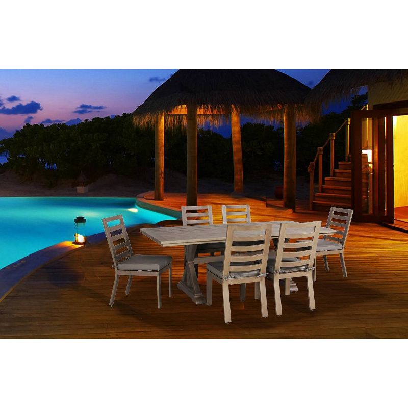 Aruba 7pc Patio Aluminum Frame Dining Set with Sunbrella Cushions - Gray - Teva Patio Furniture