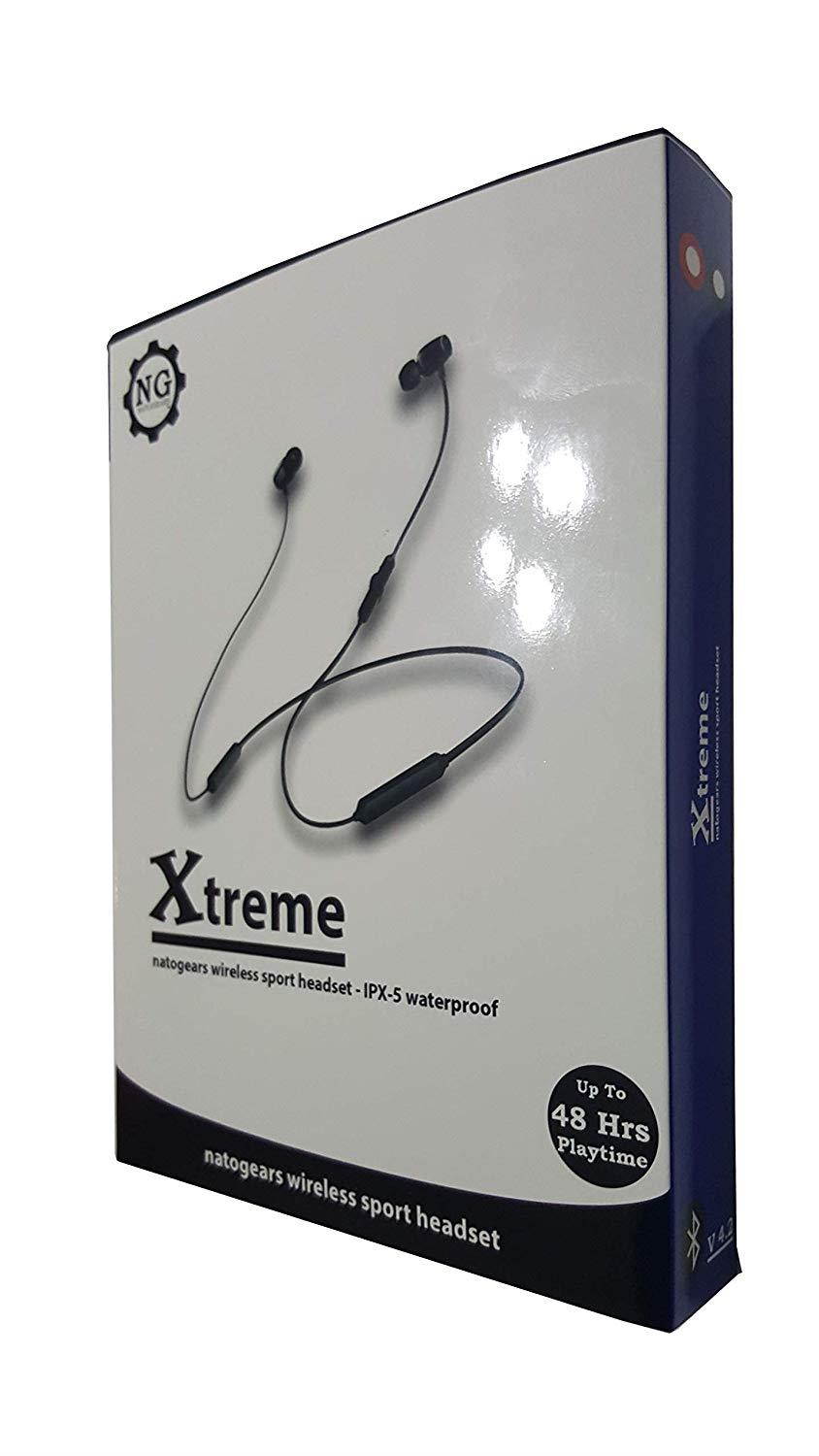 NatoGears 48 Hours Playtime IPX5 Sport Neckband Headphones Earbuds Waterproof Headphones for Sports and Gyms (Black)