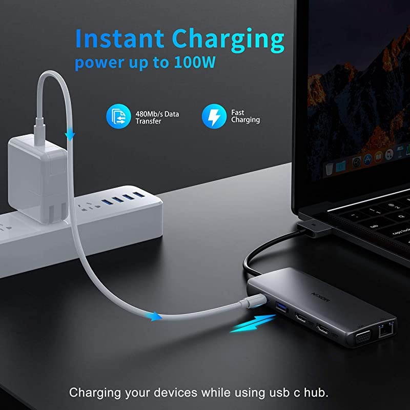 Pro Docking Station Dual Monitor Pro HDMI Adapter,12 in 1 USB C Adapters for Pro Air Mac HDMI Dock Dongle Dual USB C to Dual HDMI VGA Ethernet AUX 4USB SD/TF100W PD