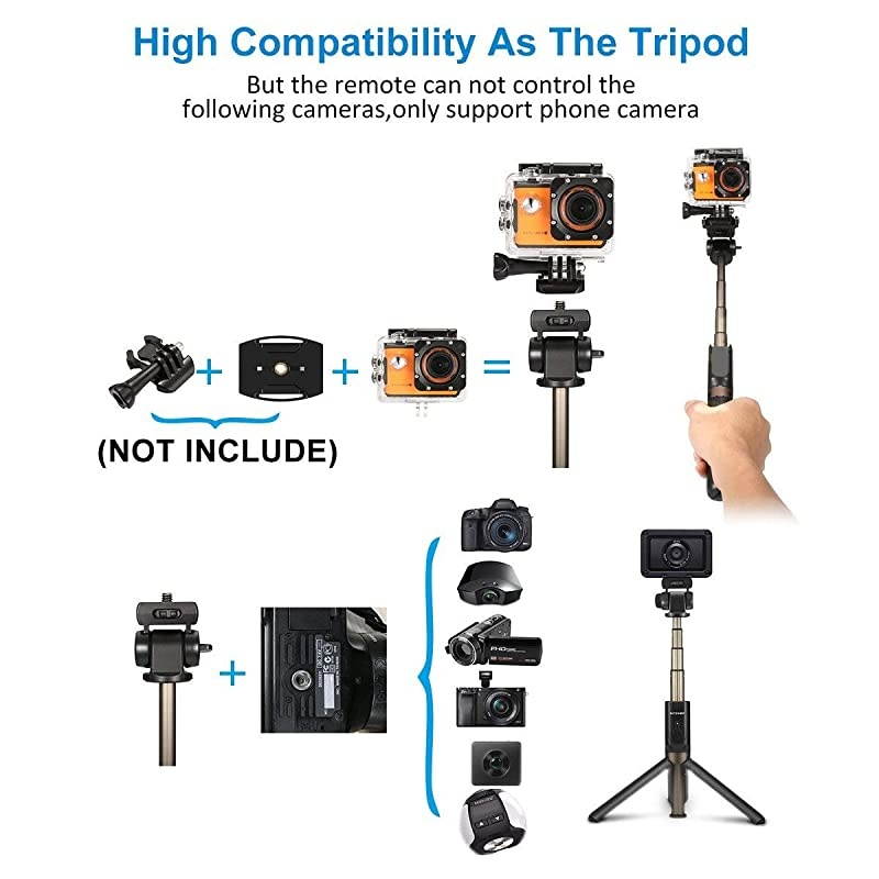 Selfie Stick Tripod with Bluetooth Remote for Gopro iPhone x 8 Plus 7 6 6s Plus Android Samsung s9 s8 s7 Plus Edge 4 in 1 Mini Pocket Extendable Monopod Aluminum Alloy 360 Degree Rotation
