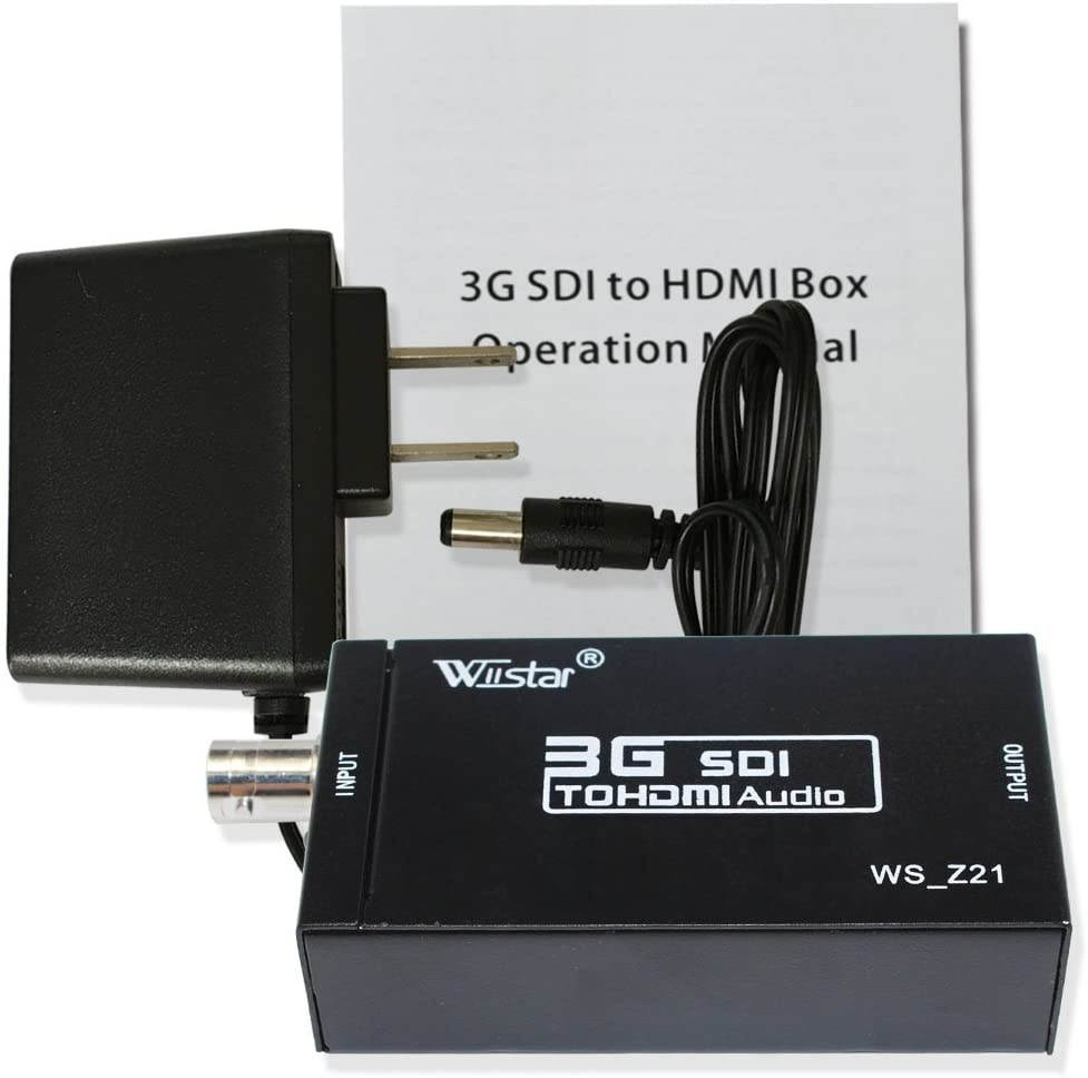 Wiistar 3G HD SDI to HDMI Converter Adapter Mini SDI to HDMI Audio Video Converter Support HD-SDI 3G-SDI Signals Showing on HDMI Display