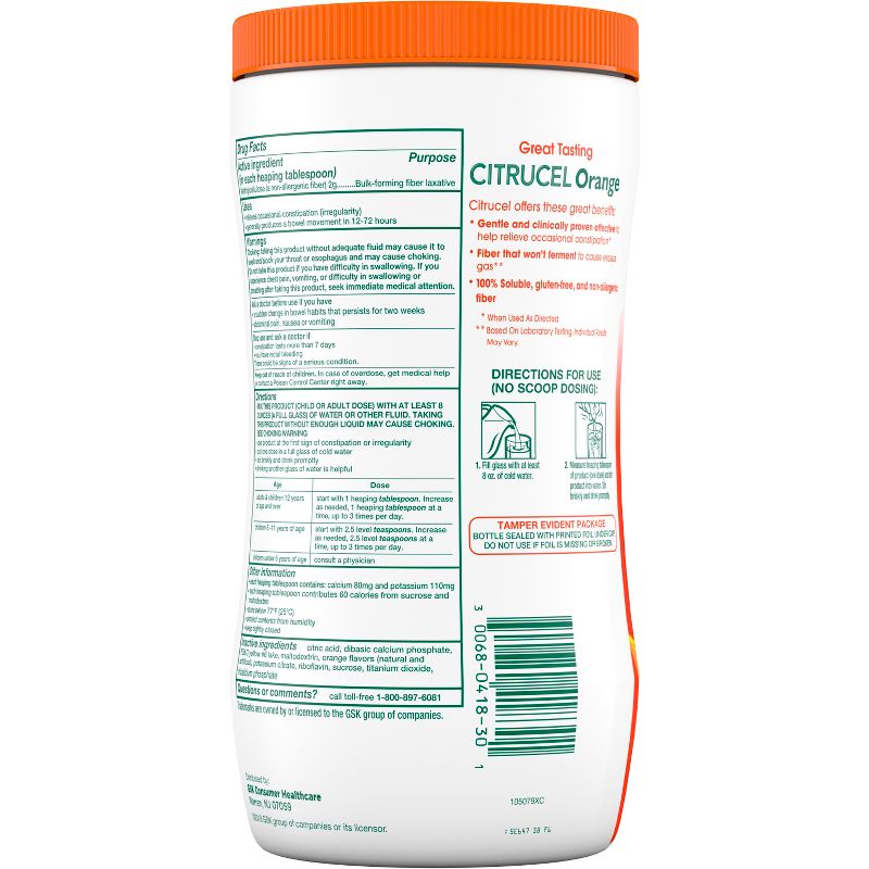 Citrucel Fiber Therapy Powder - Orange - 30oz