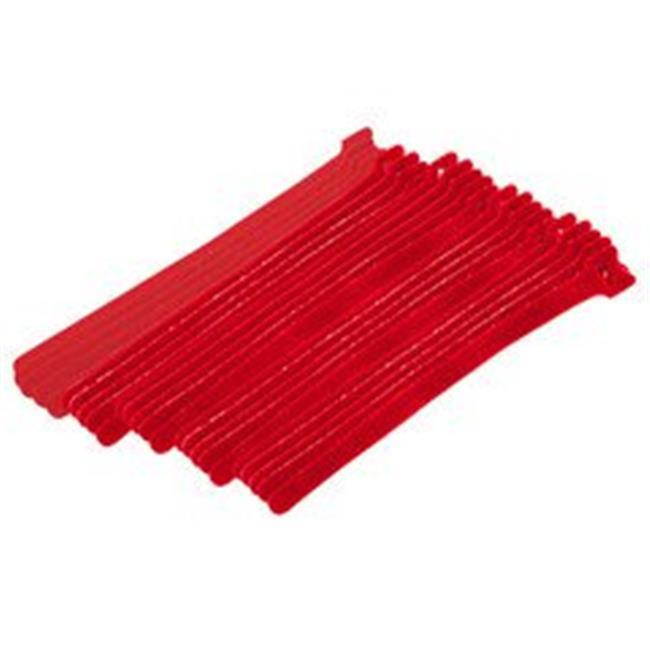 CableWholesale 30CT-07180 0.50 x 8 in. Red Hook & Loop Cable Strap with Eye - Pack of 25