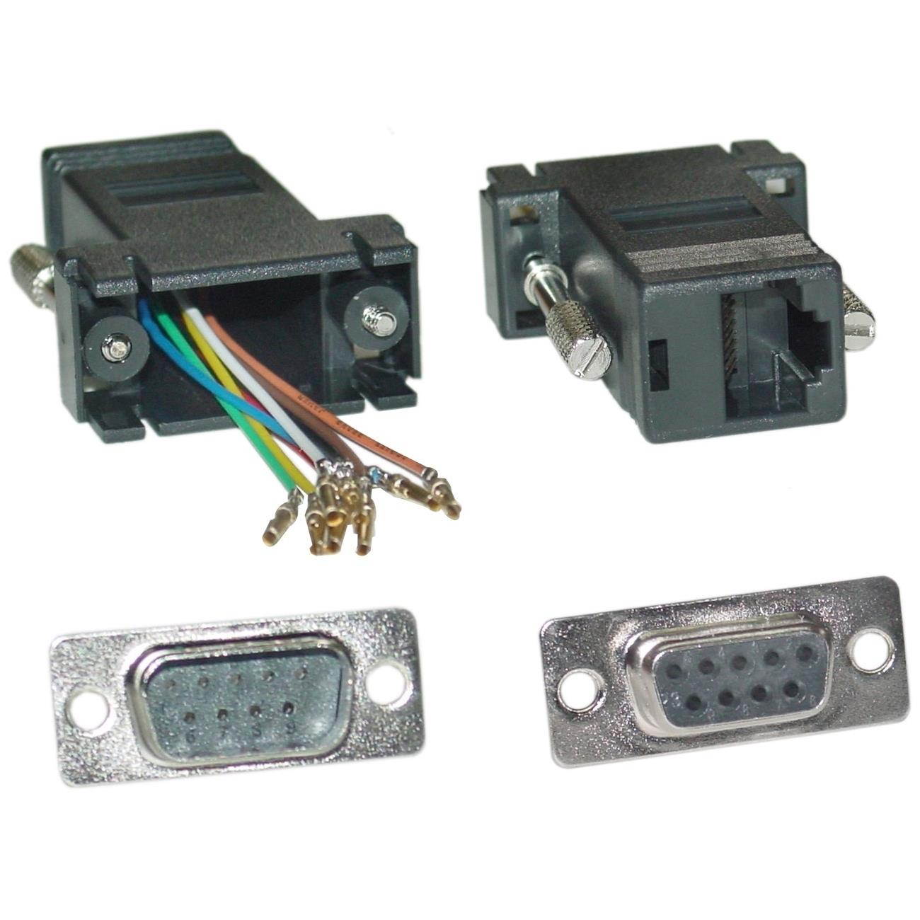 Cable Wholesale DB9 Male to RJ45 Modular Adapter Jack - Black