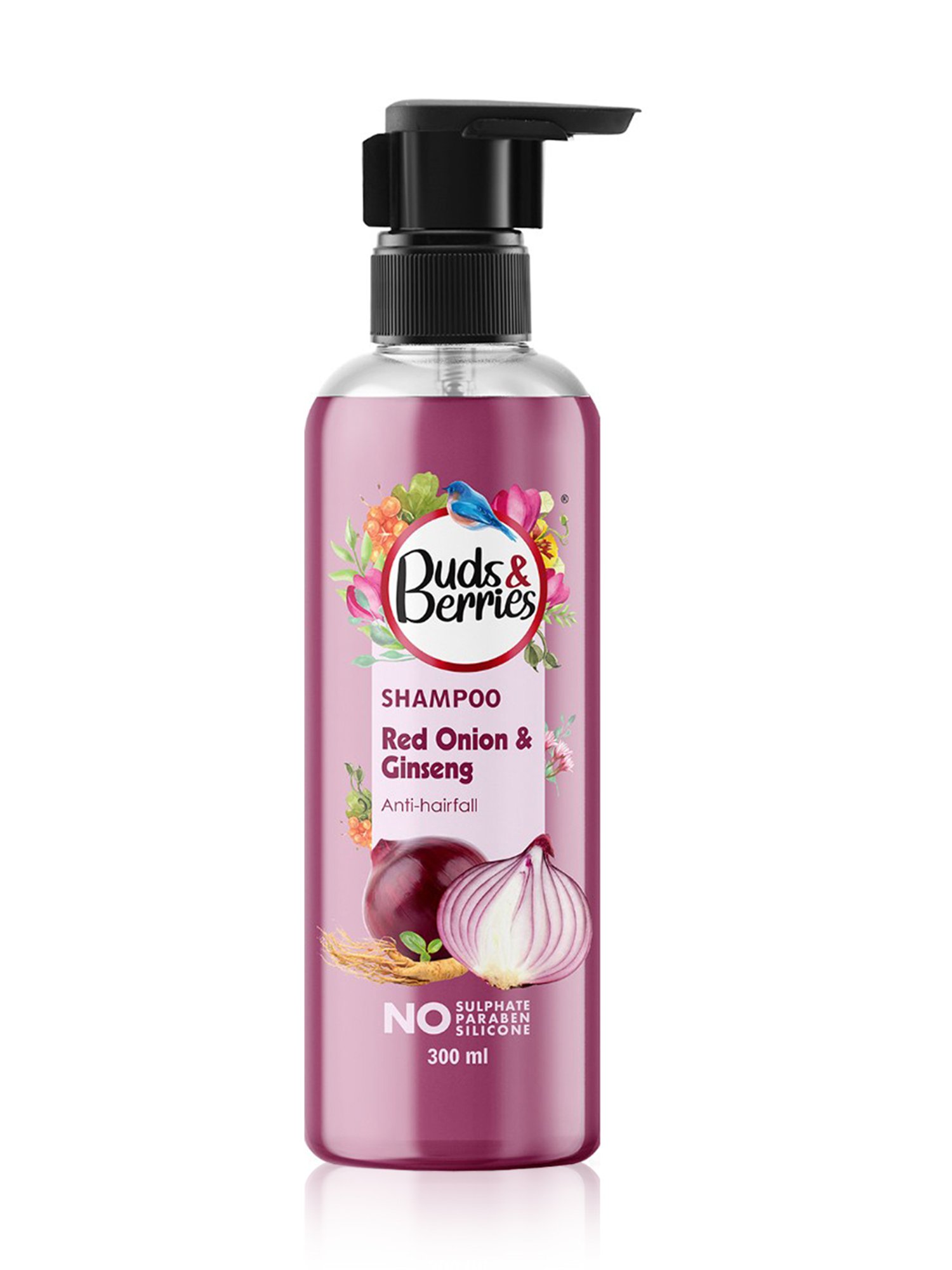 Buds & Berries Red Onion & Ginseng Anti-Hairfall Shampoo - 300 ml