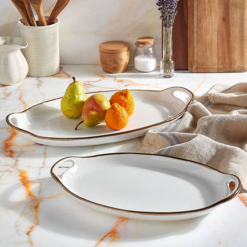 2pc Stoneware Geneva Oval Nesting Trays - Tabletops Gallery