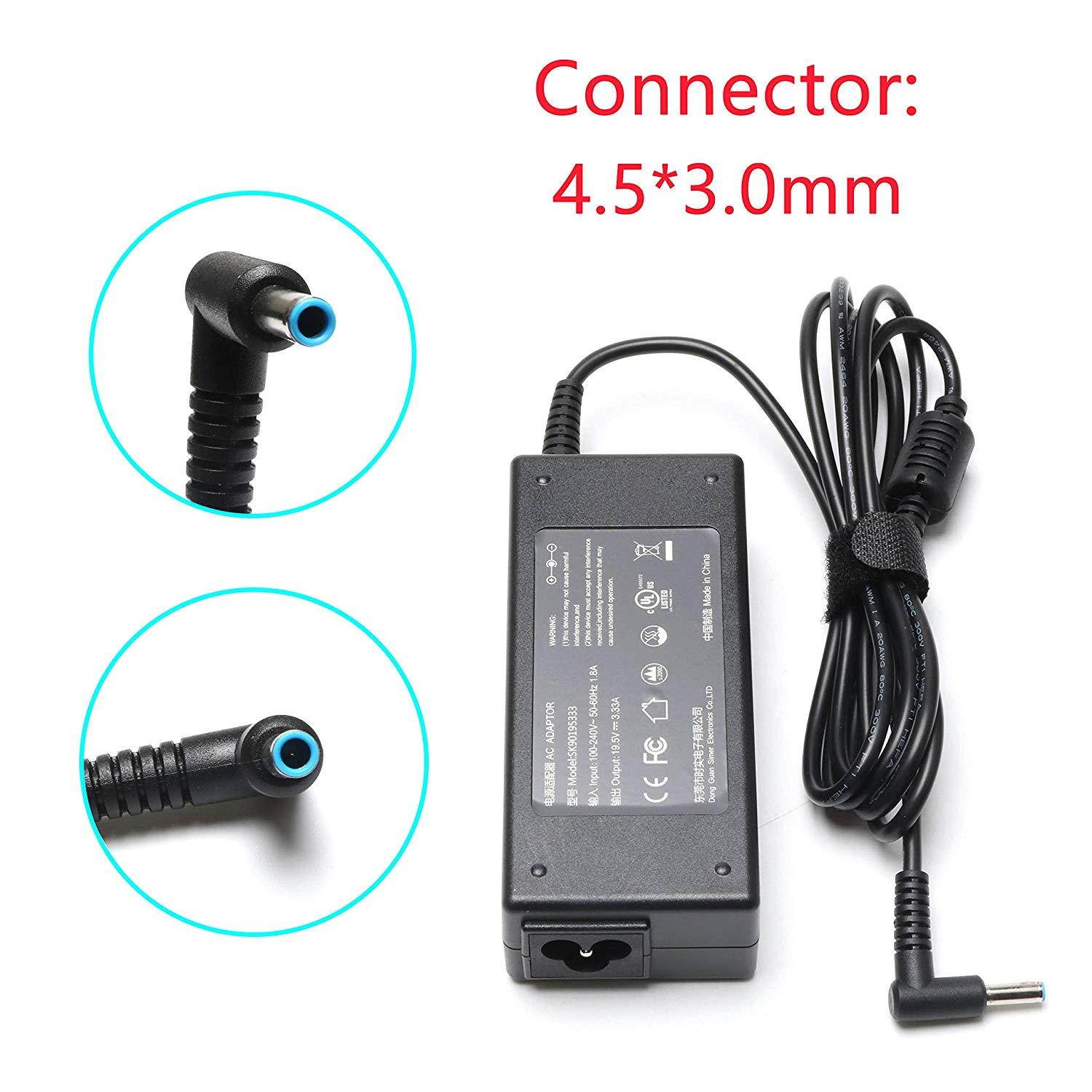 19.5V 3.33A 65W AC Adapter Charger for HP ProBook 640 G2,450 G3,Chromebook 11-V025WM 11-V020WM 11-V010WM 14-AK013DX 14-Q010DX,Pavilion X360 15-F039WM,Split X2,741727-001 710412-001 740015-002 H6Y89AA