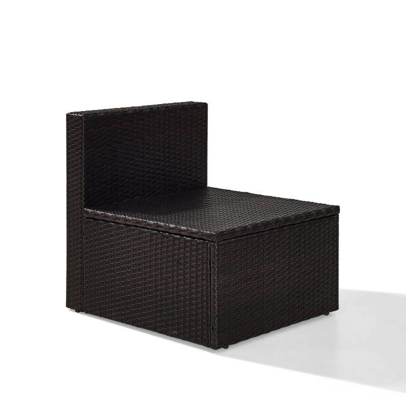 Crosley KO70090BR-GY Palm Harbor Outdoor Wicker Center Chair with Grey Cushions - Brown