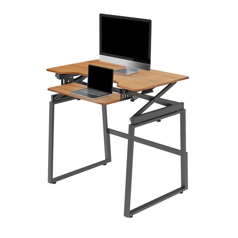 40" Large Adjustable Height Standing Desk Bundle Teak Wood Grain - Rocelco