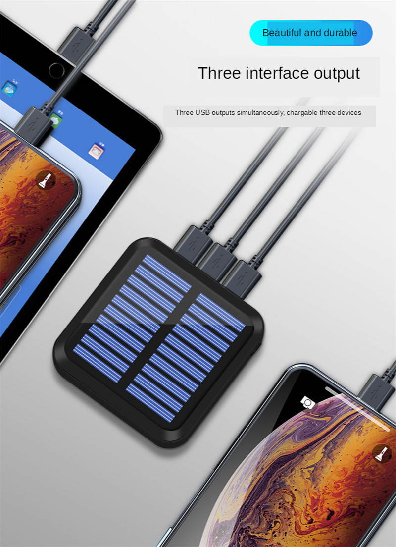 6000mAh Solar Power Bank Dual USB Output Portable Charger Powerbank Mini Charging Power Bank Travel External Mobile Battery Pack