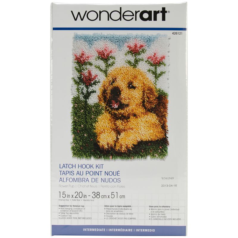 Wonderart Latch Hook Kit 15"X20"-Flower Pup
