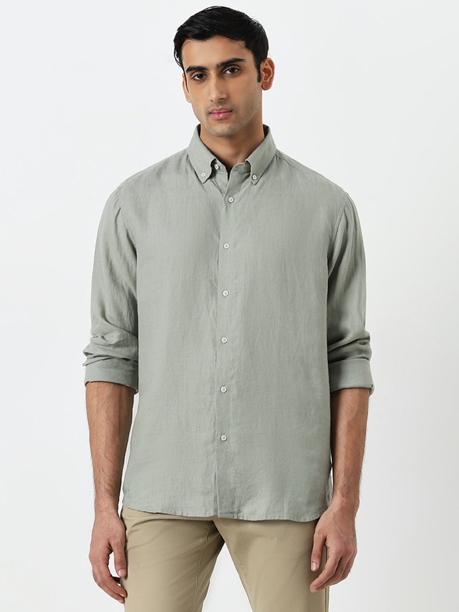 Ascot by Westside Sage Solid Relaxed-Fit Linen Shirt
