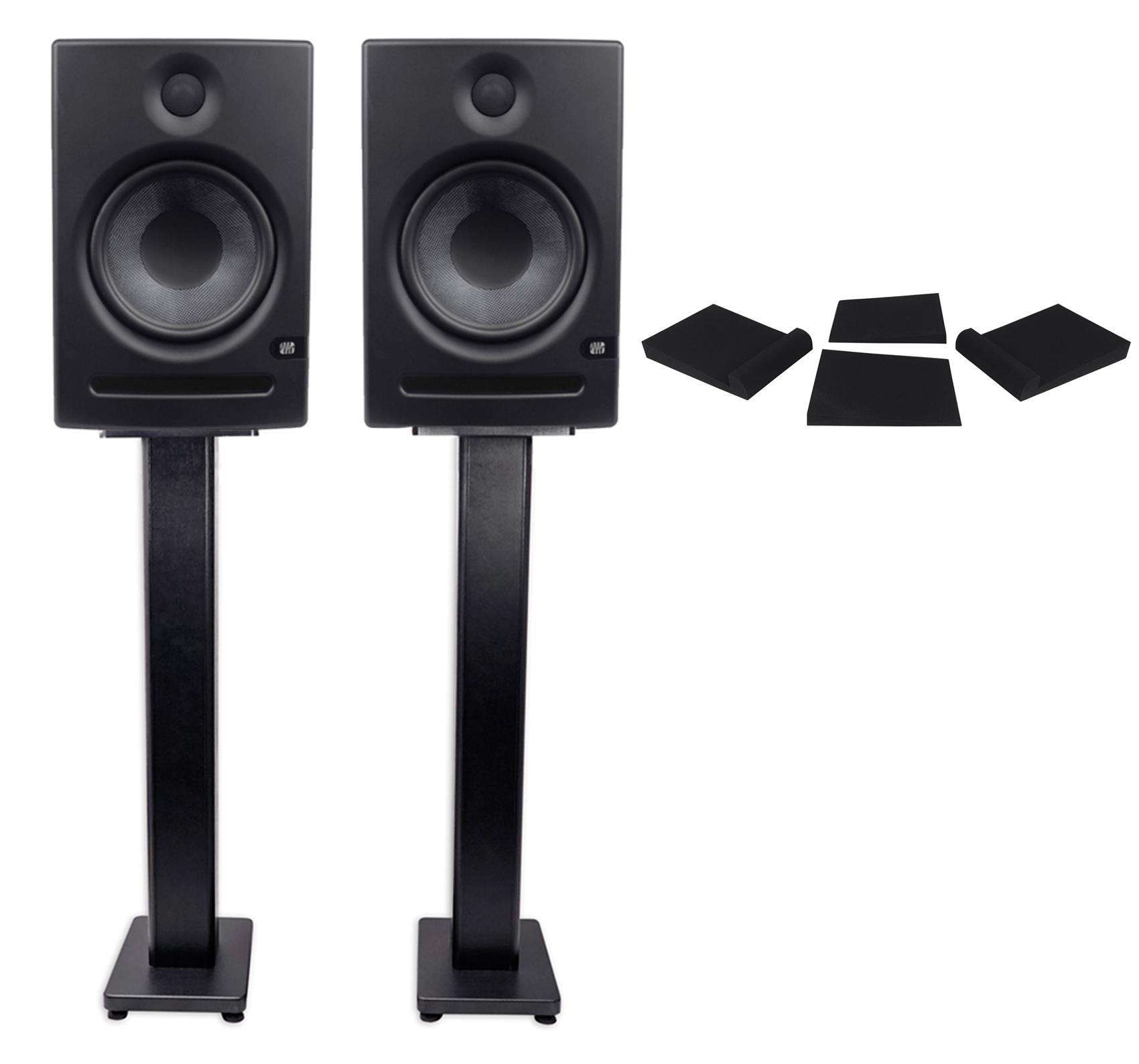 2 Presonus 8" Powered Active Studio Monitors+Pair Stands+Foam Isolation Pads