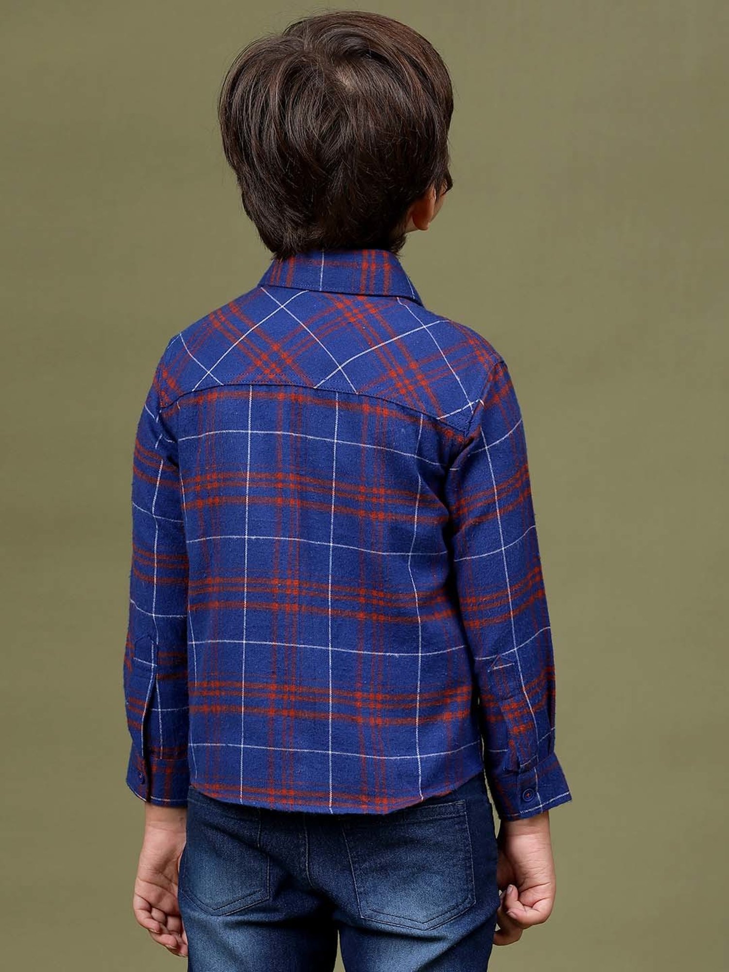 Tales & Stories Kids Royal Blue Chequered Full Sleeves Shirt