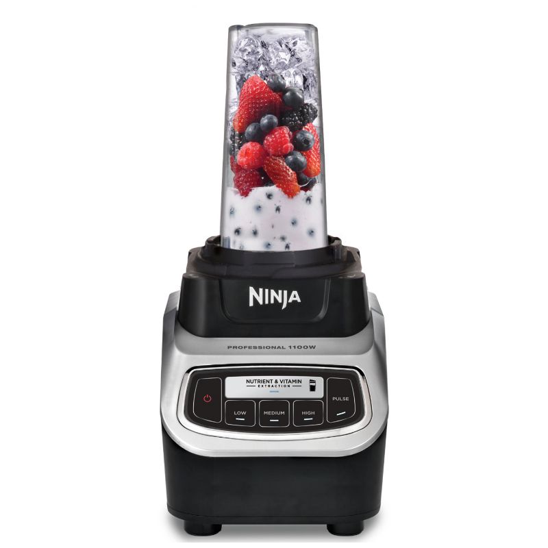 Ninja Professional Blender and Nutri Ninja Cups Health Smoothie Vitamin Extractor, Gray (Certified Refurbished)