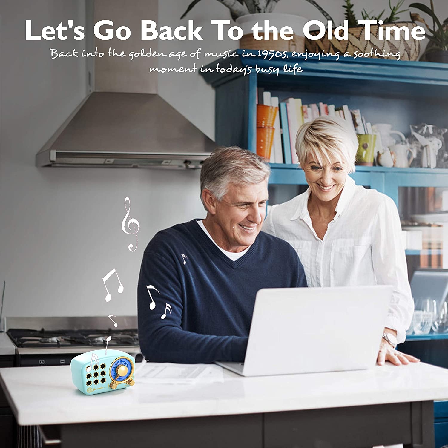 Retro Bluetooth Speaker, Vintage Radio FM Radio with Old Fashioned Classic Style, Strong Bass Enhancement, Loud Volume, Bluetooth 4.2 Wireless Connection, TF Card and MP3 Player (Blue)