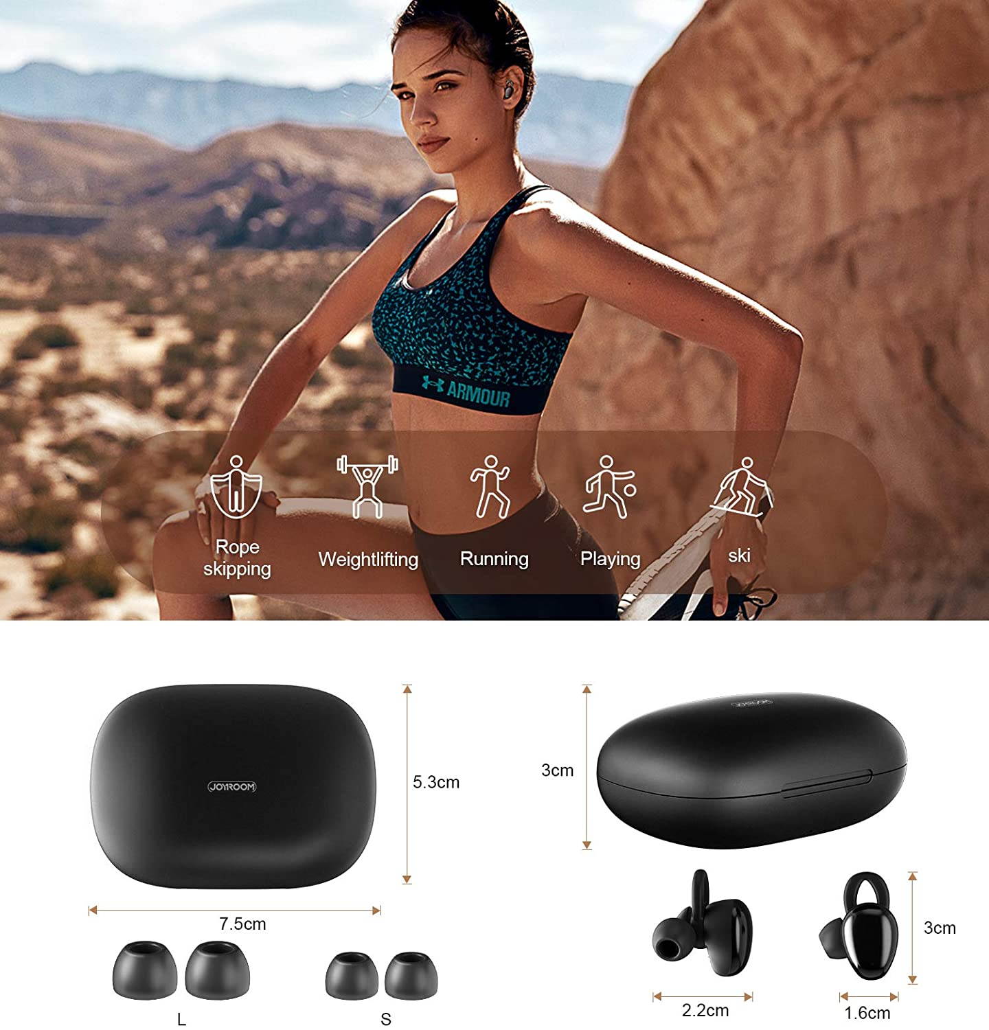TWS Earphone Touch Wireless Earbuds, CVC 8.0 Noise Cancelling with Deep Bass 1800mAh Charging Case, total 35H Playtime Stereo Call Sweat proof Easy Pairing Gym for iPhone and Android