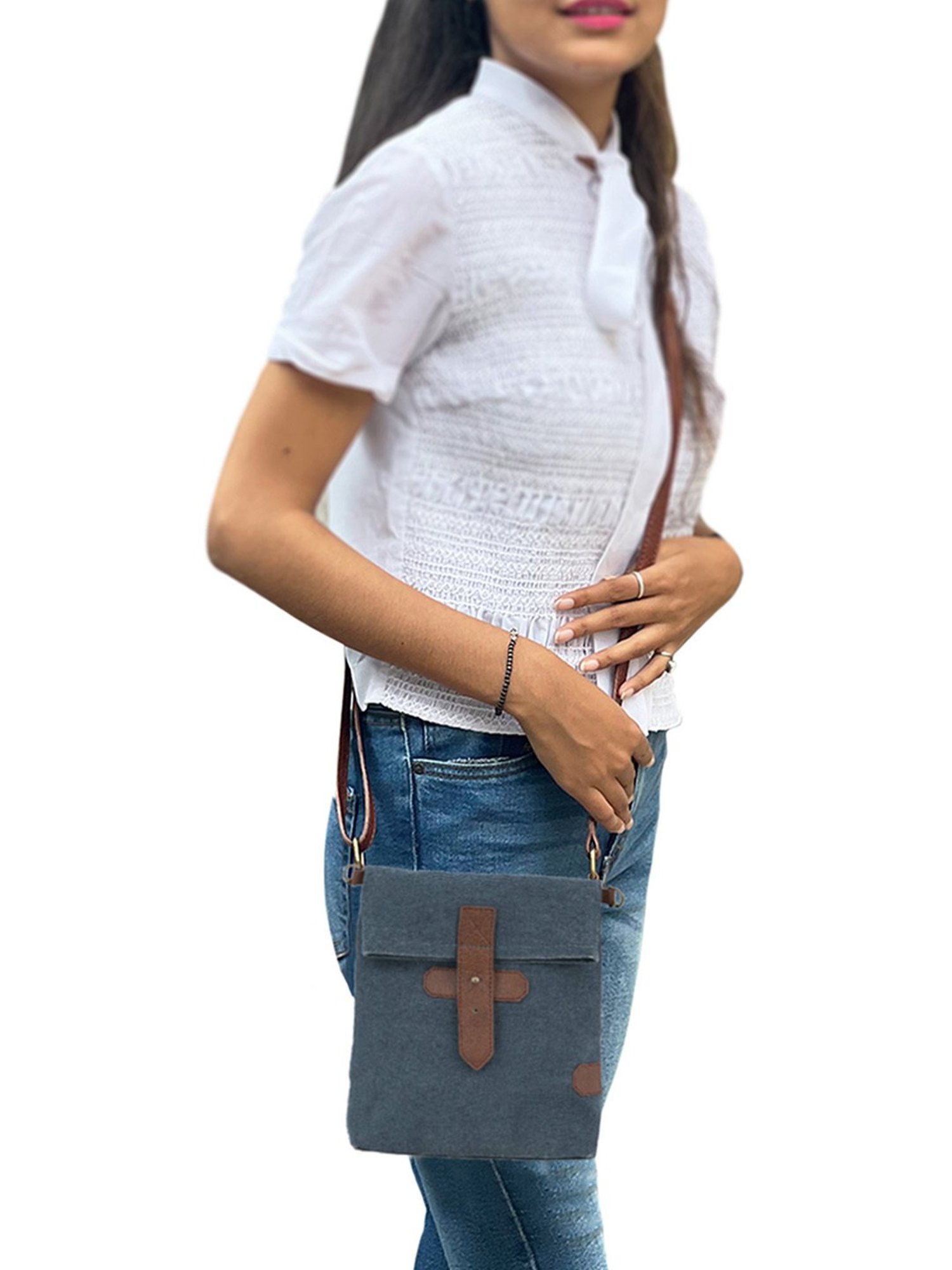 Mona B Blue Vintage Small Cross Body Bag