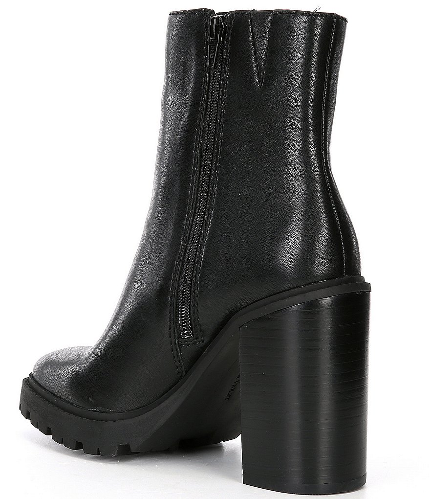 Chelsea & Violet Falla Double-Zip Lugged Block Heel Booties