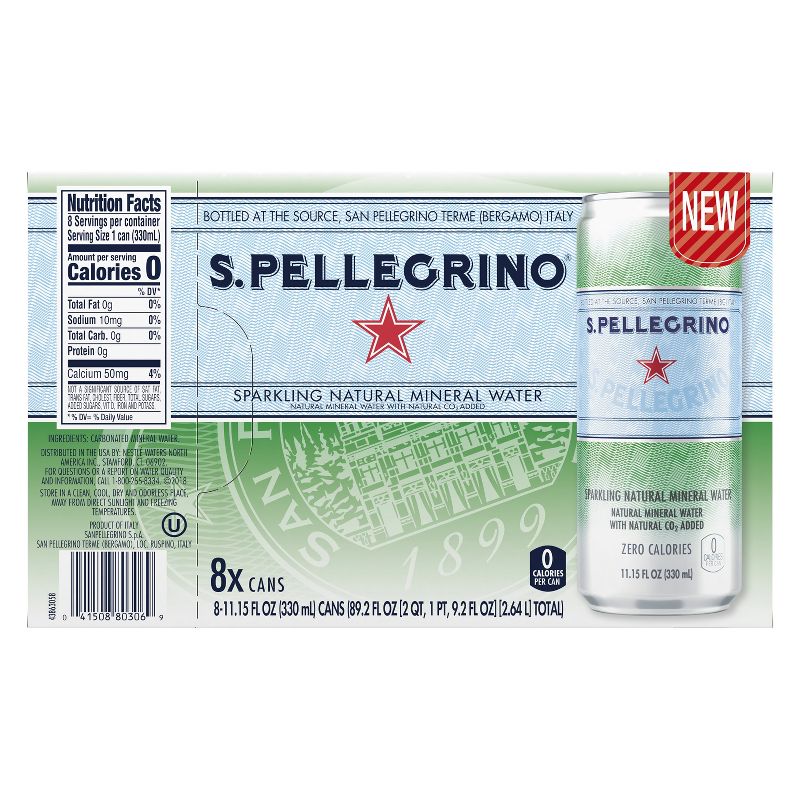 S.Pellegrino Sparkling Natural Mineral Water - 8pk/11.15 fl oz Cans