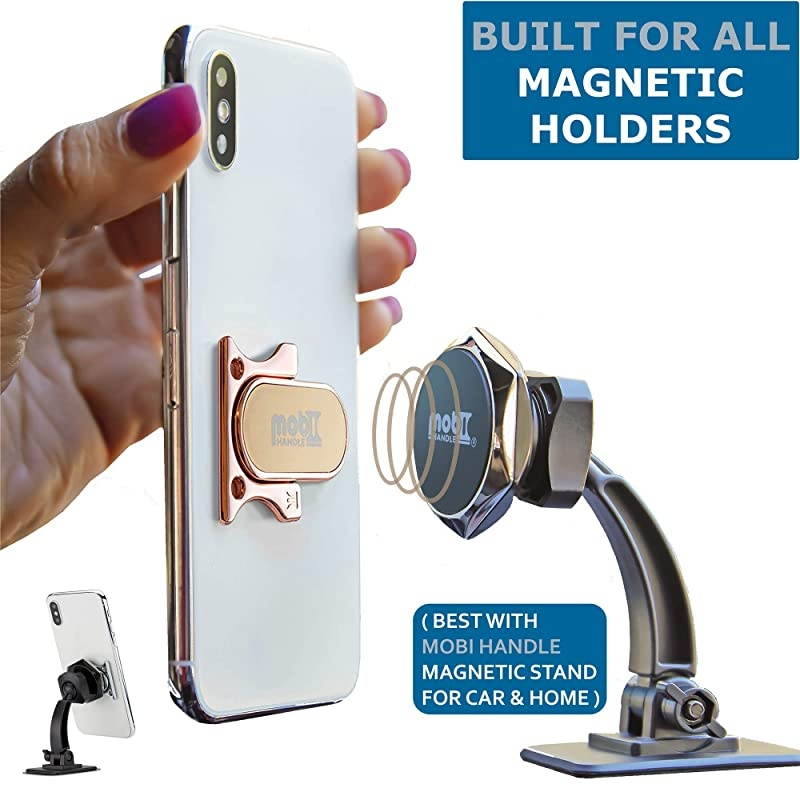3 Finger Phone Ring Holder Kickstand  Comfy Secure Grip Scratch Resistant Durable Light Metal Ideal for Magnetic Car Mount or Stand Gift Idea w Wrist Strap Rose Gold