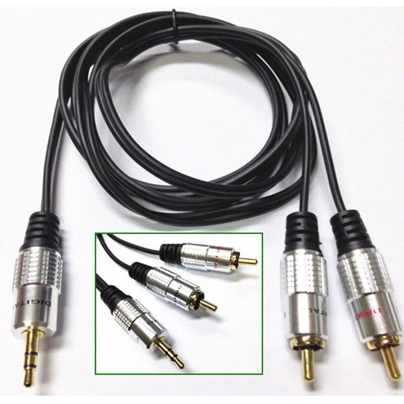 1.5m Jack 3.5mm Stereo Male to 2 RCA Male Audio Cable Adapter Speaker Twin Phono Plug for PC DVD TV VCR Camera Video Cable